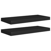 vidaXL Floating Wall Shelves 2 pcs Black 23.6"x9.3"x1.5" MDF