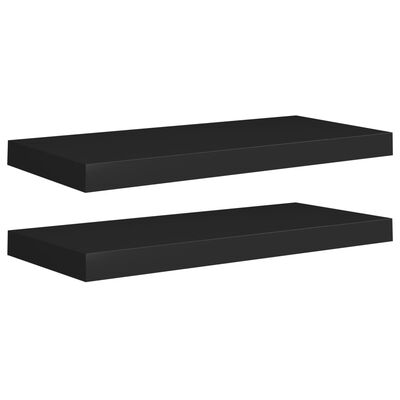 vidaXL Floating Wall Shelves 2 pcs Black 23.6"x9.3"x1.5" MDF