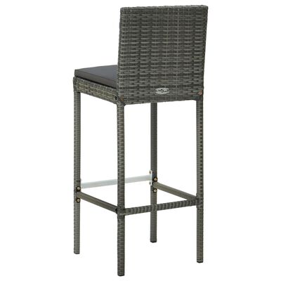 vidaXL 3 Piece Patio Bar Set with Cushions Poly Rattan Gray