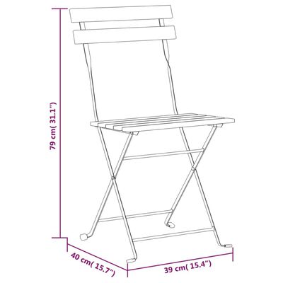 vidaXL Folding Patio Chairs 6 pcs Steel and Solid Wood Acacia