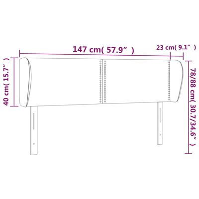 vidaXL Headboard with Ears White 57.9"x9.1"x30.7"/34.6" Faux Leather