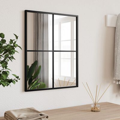 vidaXL Wall Mirror Black 15.7"x19.7" Rectangle Iron