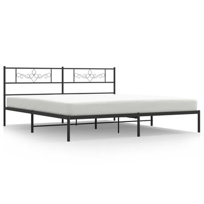 vidaXL Metal Bed Frame without Mattress with Headboard Black 76"x79.9"