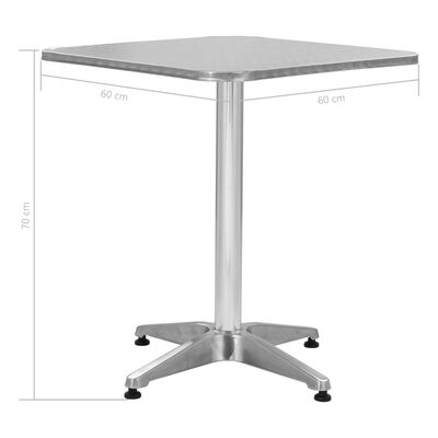 vidaXL Patio Table Silver 23.6"x23.6"x27.6" Aluminum