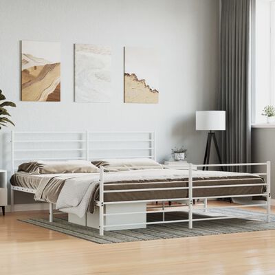 vidaXL Metal Bed Frame without Mattress with Footboard White 72"x83.9"