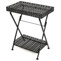 vidaXL Folding Tea Table Vintage Style Metal 22.8"x13.8"x28.3" Black