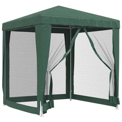 vidaXL Party Tent with 4 Mesh Sidewalls Green 6.6'x6.6' HDPE