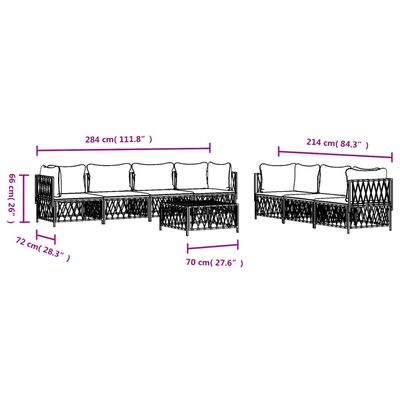 vidaXL 8 Piece Patio Lounge Set with Cushions White Steel