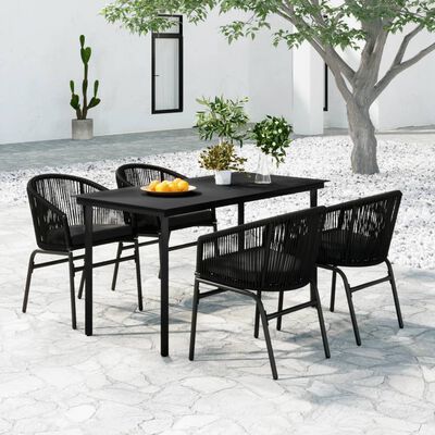 vidaXL 5 Piece Patio Dining Set Black