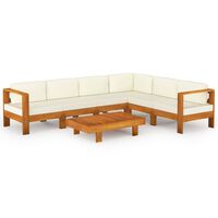 vidaXL 7 Piece Patio Lounge Set with Cream White Cushions Acacia Wood