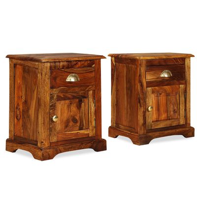 vidaXL Bedside Cabinet 2 pcs 15.7"x11.8"x19.7" Solid Sheesham Wood