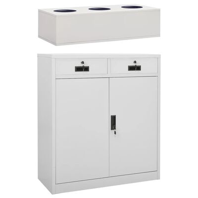 vidaXL Office Cabinet with Planter Box Light Gray 35.4"x15.7"x49.2" Steel