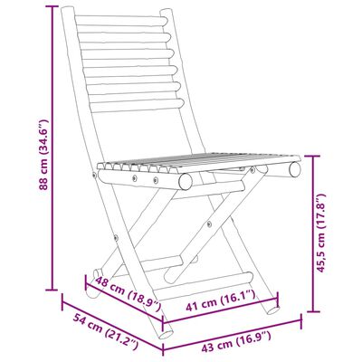 vidaXL Folding Patio Chairs 8 pcs 16.9"x21.3"x34.6" Bamboo