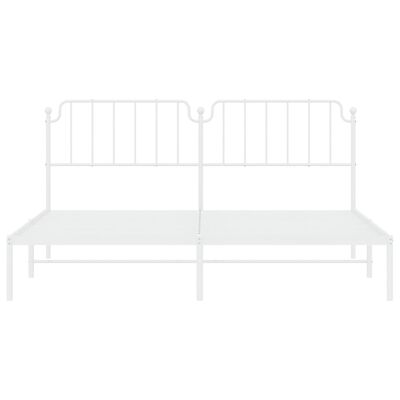 vidaXL Metal Bed Frame without Mattress with Headboard White 76"x79.9"