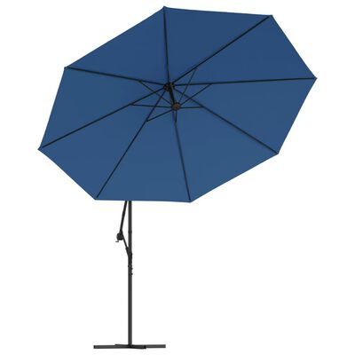 vidaXL Cantilever Umbrella with LED Lights Azure Blue 137.8"