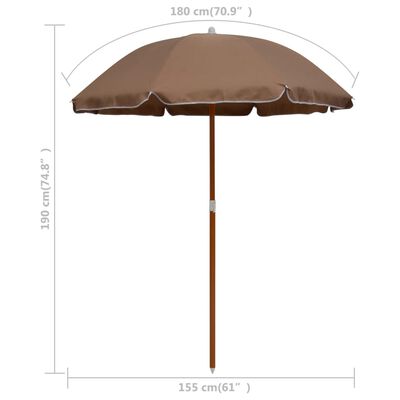 vidaXL Garden Parasol with Steel Pole 70.9" Taupe