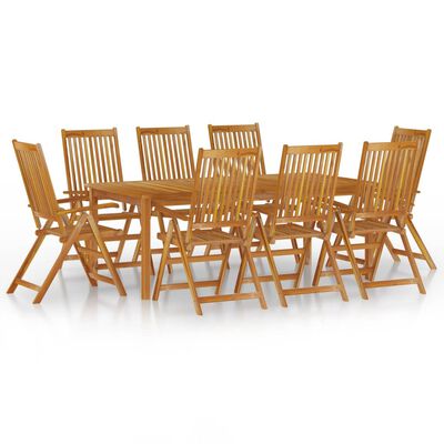 vidaXL 9 Piece Patio Dining Set Solid Wood Acacia