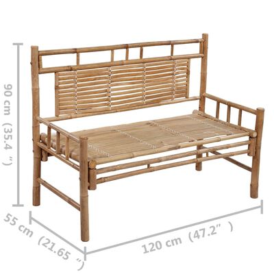 vidaXL Patio Bench with Cushion 47.2" Bamboo