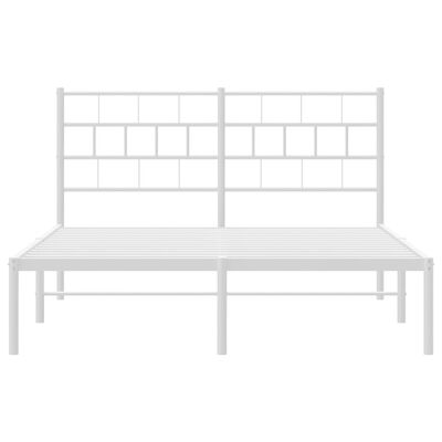 vidaXL Metal Bed Frame without Mattress with Headboard White 53.1"x74.8"