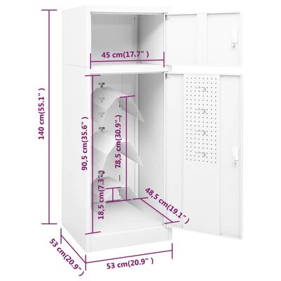 vidaXL Saddle Cabinet White 20.9"x20.9"x55.1" Steel