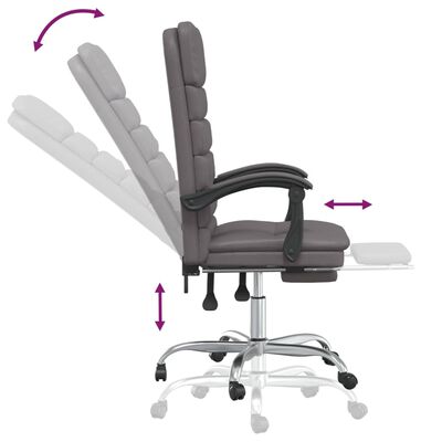 vidaXL Massage Reclining Office Chair Gray Faux Leather