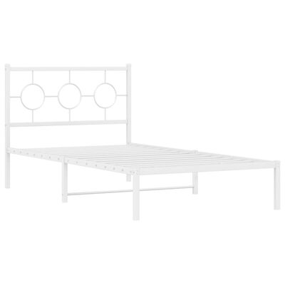 vidaXL Metal Bed Frame without Mattress with Headboard White 39.4"x78.7"