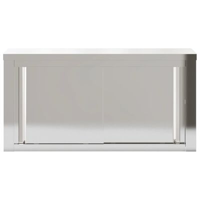 vidaXL Kitchen Wall Cabinet with Sliding Doors Stainless Steel