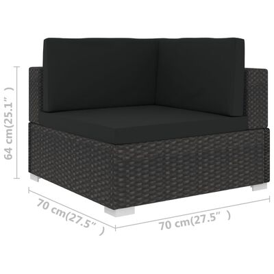 vidaXL Sectional Corner Chairs 2 pcs with Cushions Poly Rattan Black