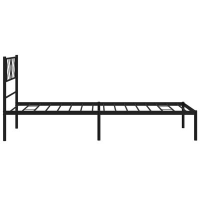 vidaXL Metal Bed Frame without Mattress with Headboard Black 39.4"x74.8"