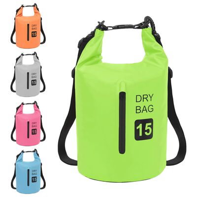 vidaXL Dry Bag with Zipper Green 4 gal PVC