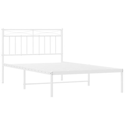 vidaXL Metal Bed Frame without Mattress with Headboard White 39.4"x78.7"