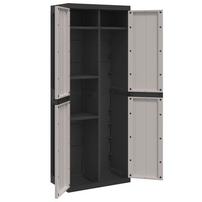 vidaXL Outdoor Storage Cabinet Gray and Black 25.6"x14.6"x65" PP