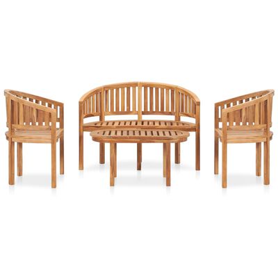 vidaXL 4 Piece Banana Patio Lounge Set Solid Teak Wood