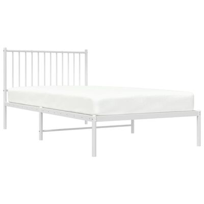 vidaXL Metal Bed Frame without Mattress with Headboard White 39.4"x78.7"