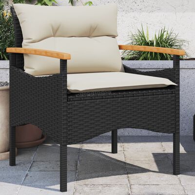 vidaXL 3 Piece Patio Sofa Set with Cushions Black Poly Rattan