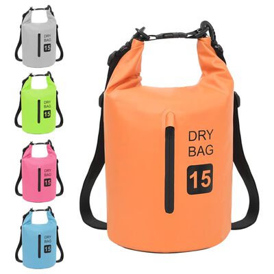 vidaXL Dry Bag with Zipper Orange 4 gal PVC