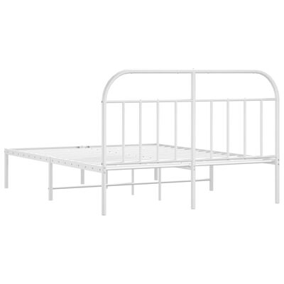 vidaXL Metal Bed Frame without Mattress with Headboard White 72"x83.9"