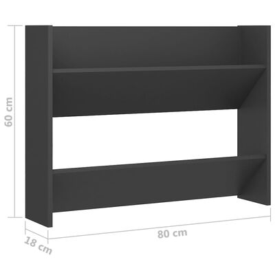 vidaXL Wall Shoe Cabinet Gray 31.5"x7.1"x23.6" Engineered Wood
