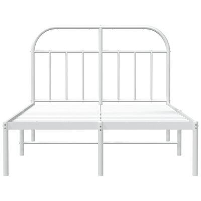 vidaXL Metal Bed Frame without Mattress with Headboard White 53.1"x74.8"