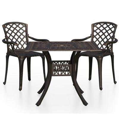 vidaXL 3 Piece Bistro Set Cast Aluminum Bronze