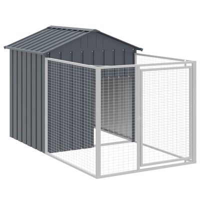 vidaXL Dog House with Run Anthracite 46.1"x79.1"x48.4" Galvanized Steel