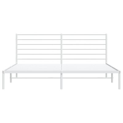 vidaXL Metal Bed Frame without Mattress with Headboard White 72"x83.9"