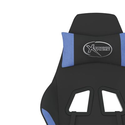 vidaXL Gaming Chair with Footrest Black and Blue Fabric