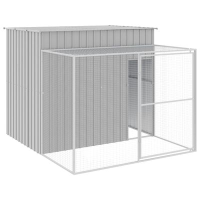 vidaXL Dog House with Run Light Gray 84.3"x99.6"x71.3" Galvanized Steel