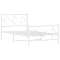 vidaXL Metal Bed Frame without Mattress with Footboard White 39.4"x78.7"