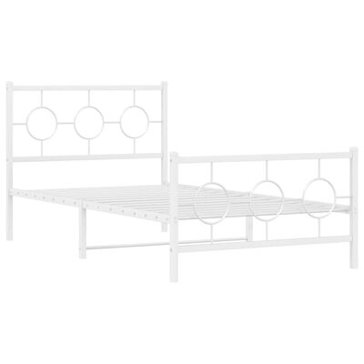 vidaXL Metal Bed Frame without Mattress with Footboard White 39.4"x78.7"