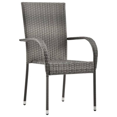 vidaXL 7 Piece Patio Dining Set Gray Poly Rattan