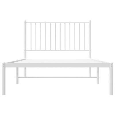 vidaXL Metal Bed Frame without Mattress with Headboard White 39.4"x74.8"