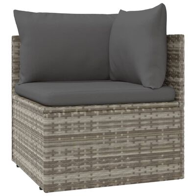 vidaXL 7 Piece Patio Lounge Set with Cushions Gray Poly Rattan