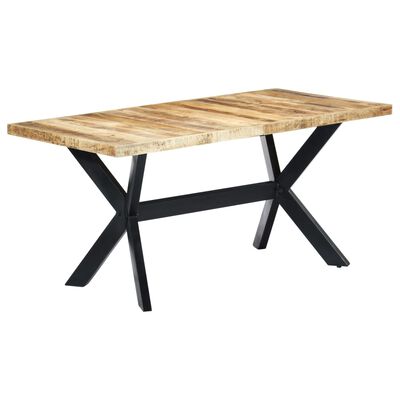 vidaXL Dining Table 63"x31.5"x29.5" Solid Rough Mango Wood